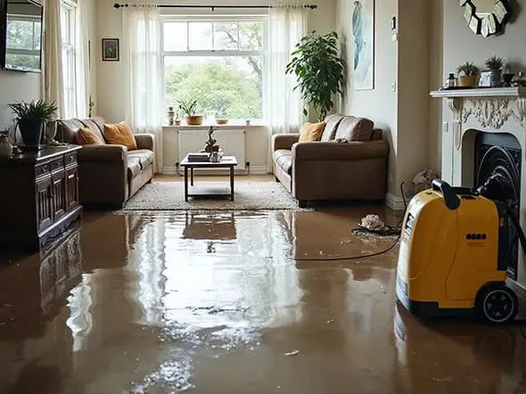 An appliance supply line leak flooding a room in a Pomona, CA home